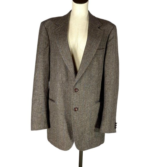 Adam Hall Men's Size 42L Vintage Brown Tweed Wool Jacket Sport Coat Blazer - Picture 1 of 10